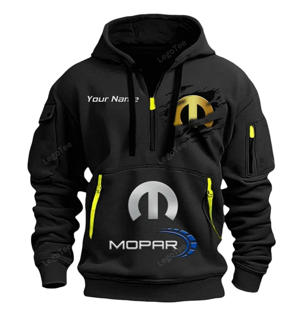 Mopar Half Zip Hoodie CAR113021425832, Best Gift for Him, Husband, Boyfriend - Black