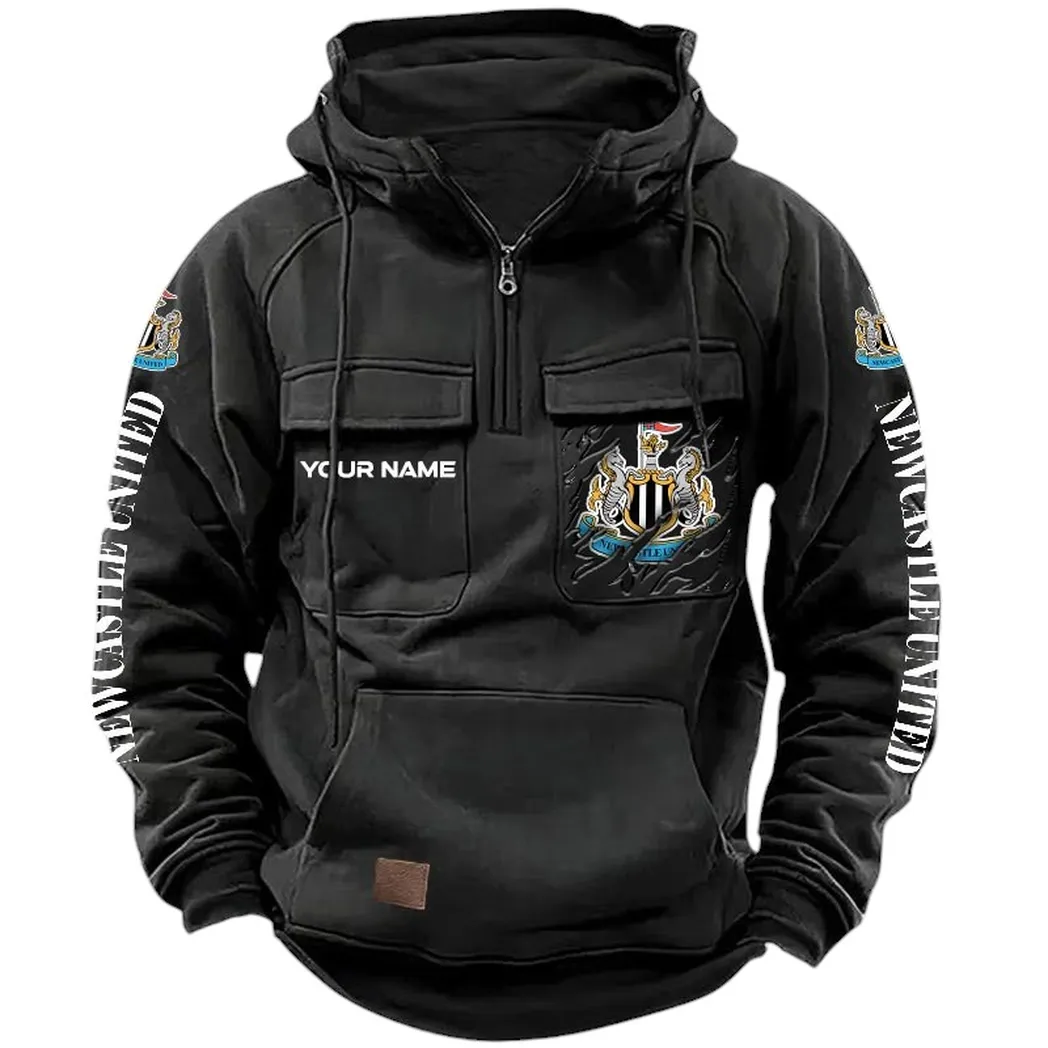 Newcastle United Hoodie  Tactical Quarter Zip, All Over Print Hoodie Newcastle United EPL17042625337 - Black
