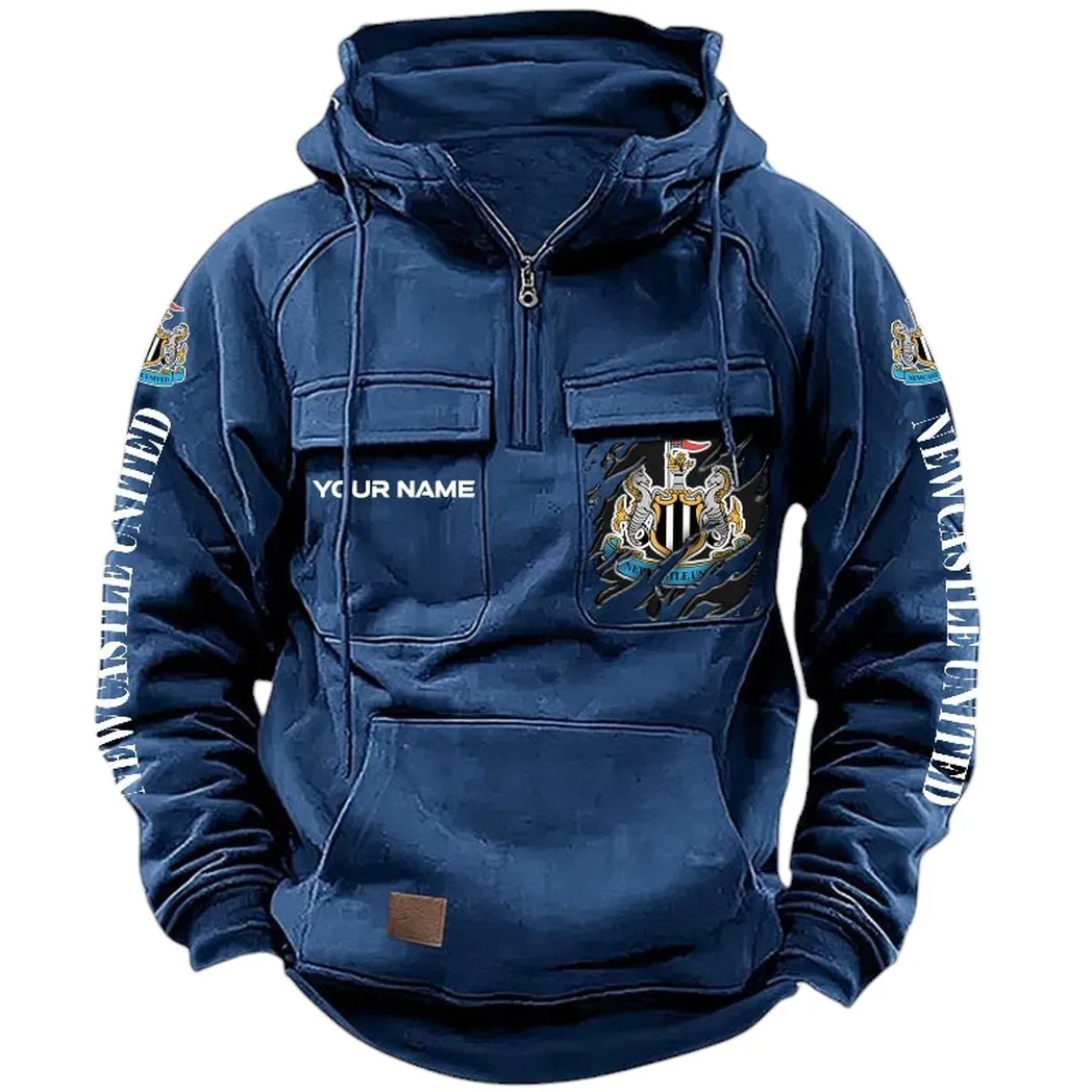 Newcastle United Hoodie  Tactical Quarter Zip, All Over Print Hoodie Newcastle United EPL17042625337 - Dark Blue