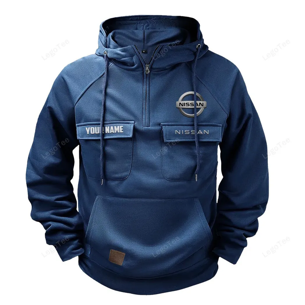 Nissan Tactical Quarter Zip Hoodie, Gift For Nissan Lovers, Gift For Him, Husband, Boyfriend - Dark Blue CAR109021425396-3