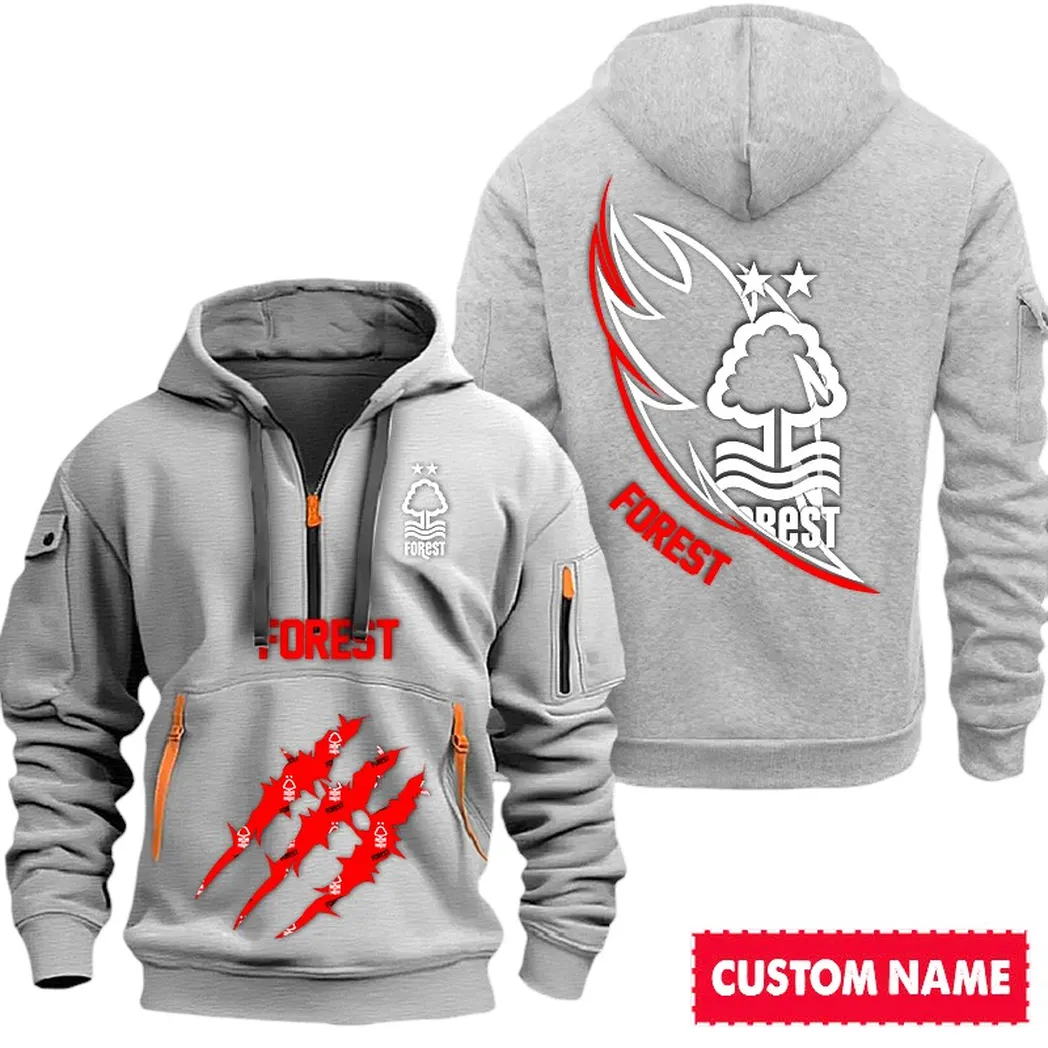 Nottingham Forest EPL Hoodie Half Zipp SPO0120016, Gift For Fan Nottingham Forest - Gray