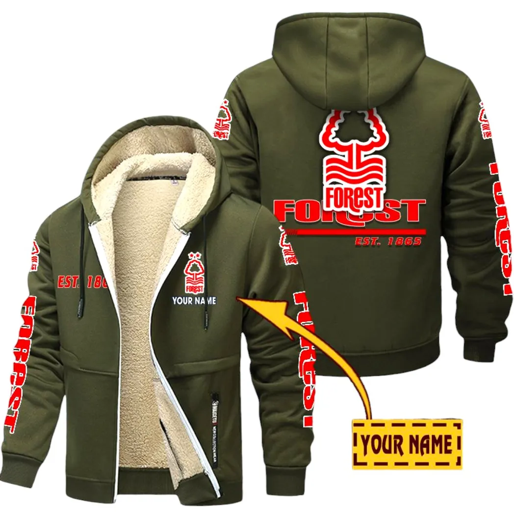 Nottingham Forest EPL Lamb Fleece Thick Coat SPO0520014, Gift For Fan Nottingham Forest - Army Green