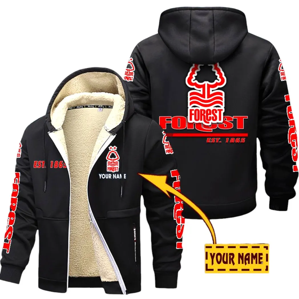 Nottingham Forest EPL Lamb Fleece Thick Coat SPO0520014, Gift For Fan Nottingham Forest - Black