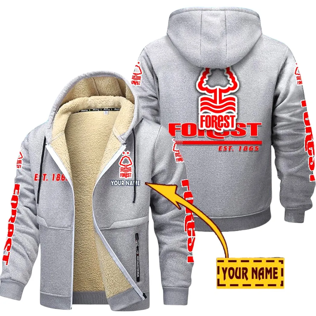 Nottingham Forest EPL Lamb Fleece Thick Coat SPO0520014, Gift For Fan Nottingham Forest - Light Gray
