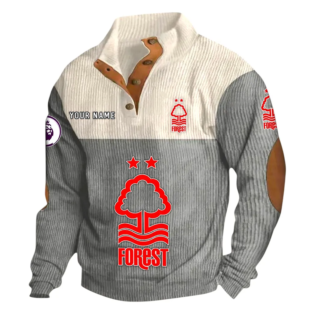 Nottingham Forest  EPL Stand Up Collar Base Shirt SPO0820006, Gift For Fan Nottingham Forest  - Gray