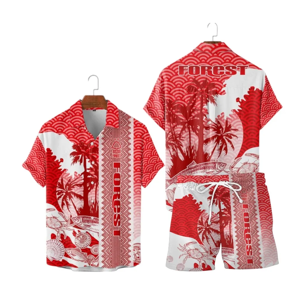 Nottingham Forest F.C Hawaiian Shirt Set For Men, All Over Print Hawaiian Shirt Set Nottingham Forest F.C EPL0104212506