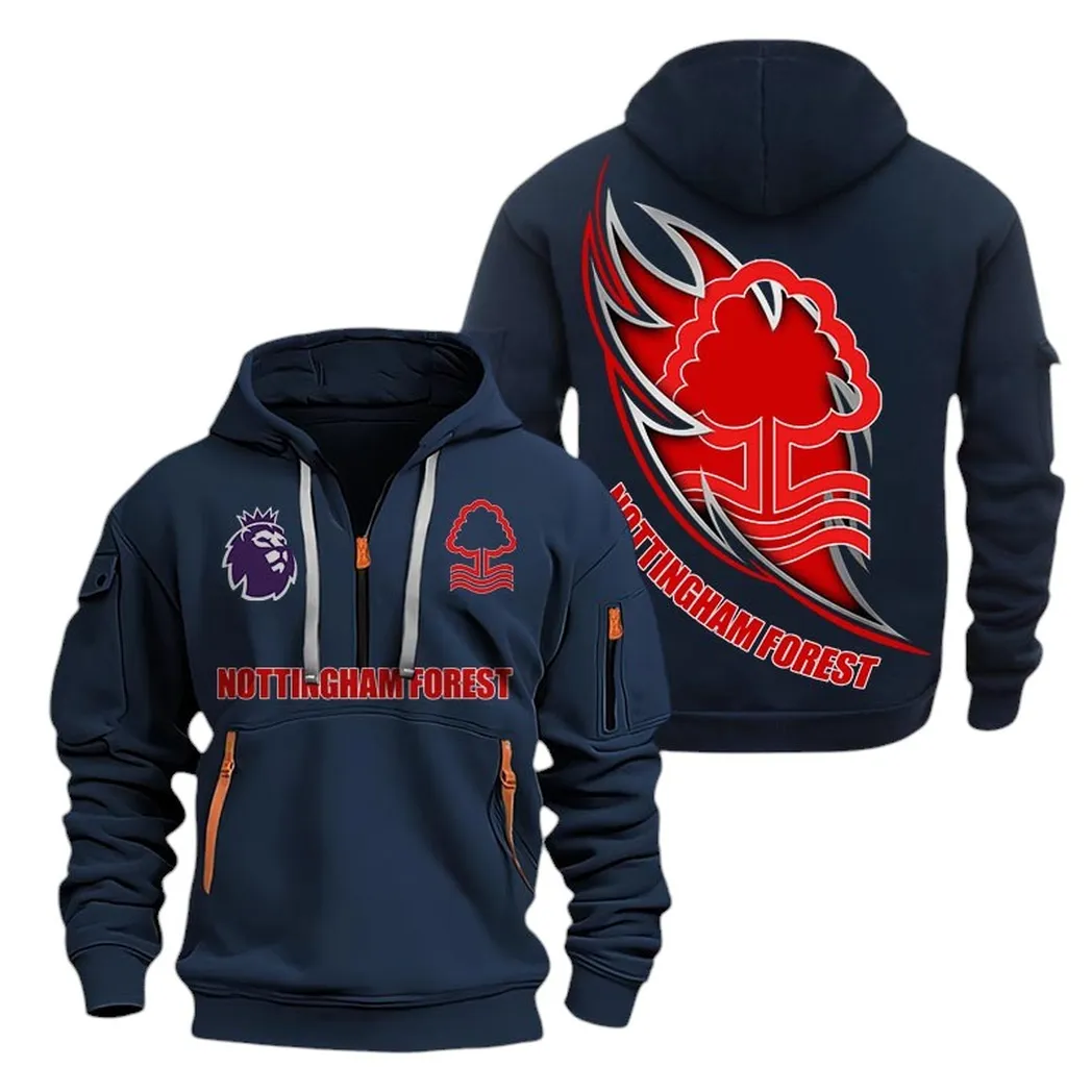 Nottingham Forest Hoodie Half Zip, All Over Print Hoodie For Nottingham Forest Fans EPL27042525118 - Navy