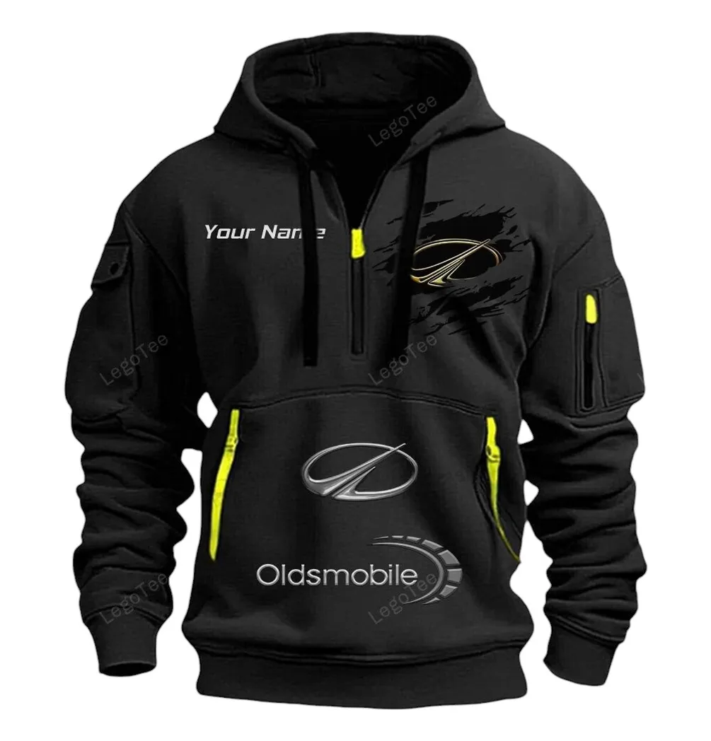 Oldsmobile Half Zip Hoodie CAR113021425839, Best Gift for Him, Husband, Boyfriend - Black