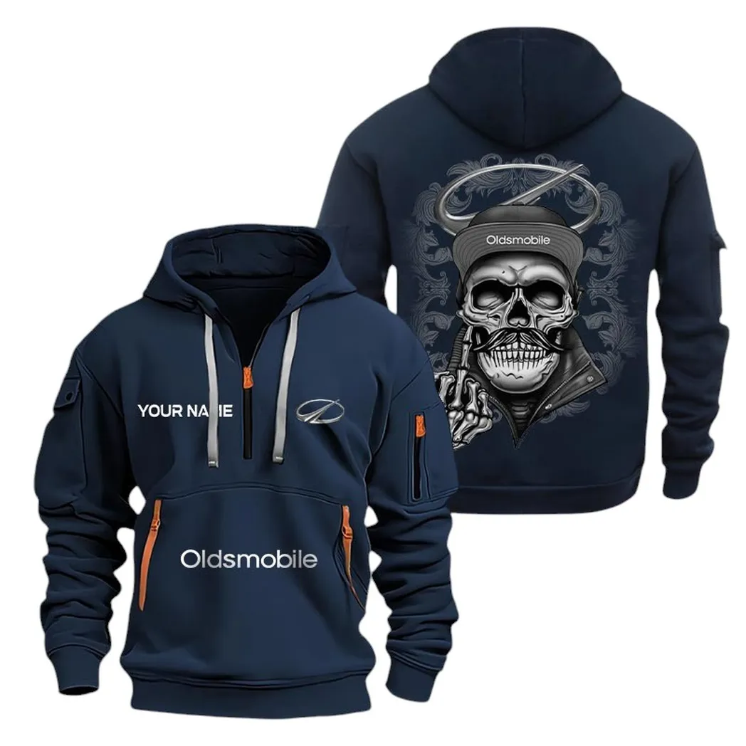 Oldsmobile Half Zip Hoodie For Men, Gift For Oldsmobile Fan CAR166022625153 - Navy