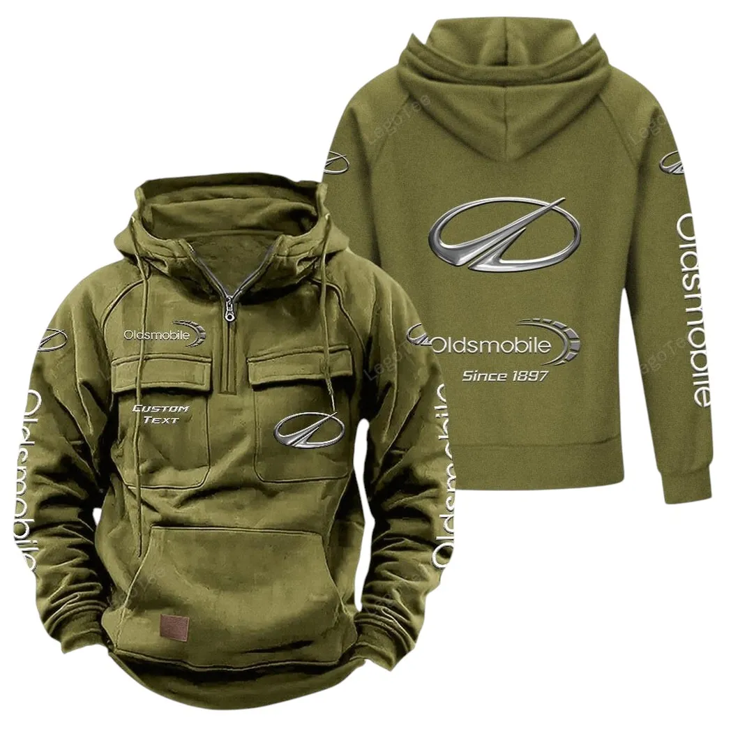 Oldsmobile Tactical Quarter Zip Hoodie, Gift For Oldsmobile Lovers, Gift For Him, Husband, Boyfriend - Army Green CAR96021425715-1