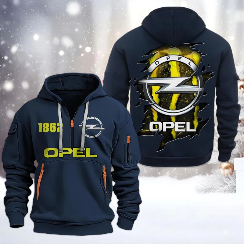 Opel Half Zip Hoodie, All Over Print Half Zip Hoodies For Men CAR198032796 - Navy