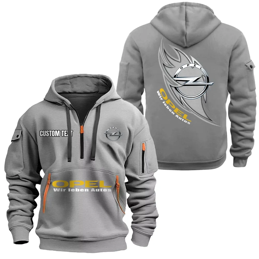 Opel Hoodie Half Zipper CAR1701112157, CAR All Over Print Hoodie Half Zipper - Gray
