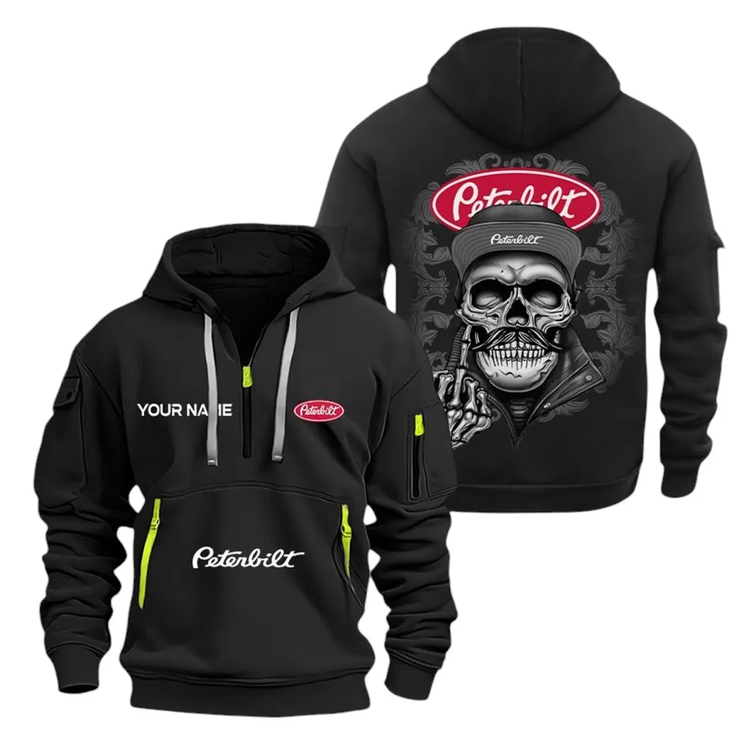 Peterbilt Half Zip Hoodie For Men, Gift For Peterbilt Fan CAR166022625217 - Black