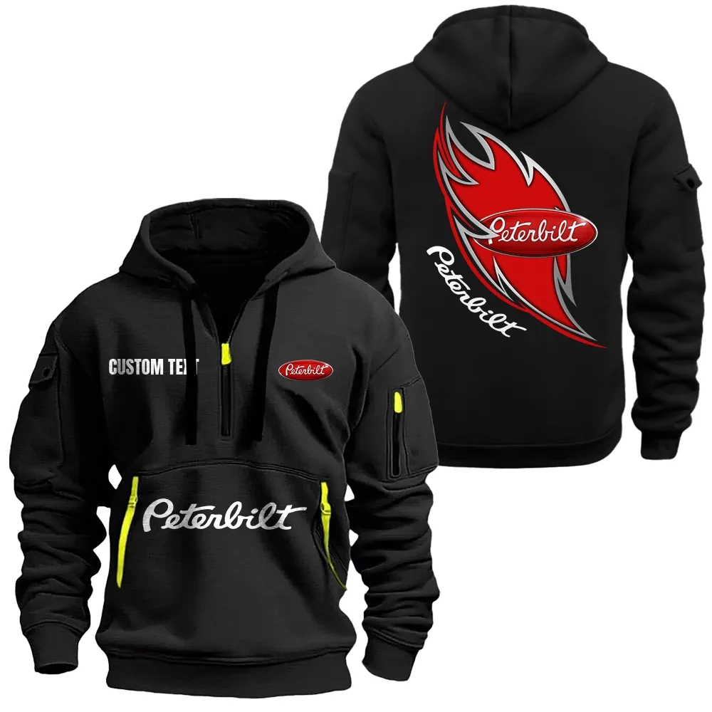 Peterbilt Hoodie Half Zipper CAR1701112158, CAR All Over Print Hoodie Half Zipper - Black