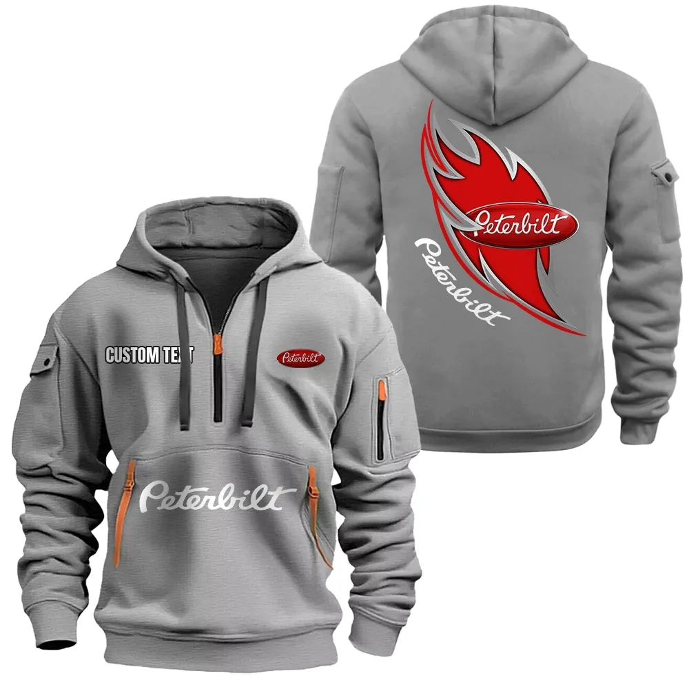 Peterbilt Hoodie Half Zipper CAR1701112158, CAR All Over Print Hoodie Half Zipper - Gray