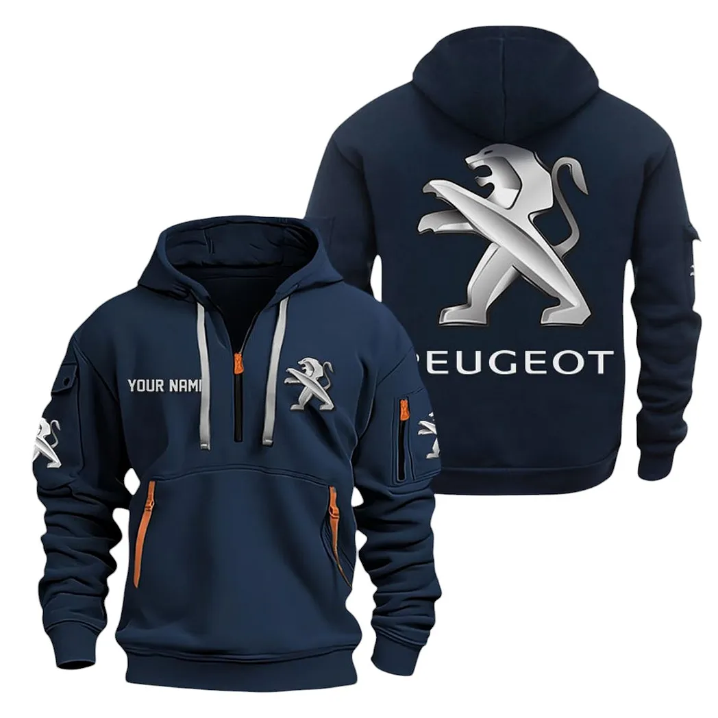 Peugeot Half Zip Hoodie For Men, Gift For Peugeot Lovers CAR20022125714 - Navy