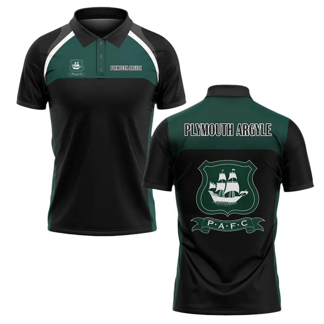Plymouth Argyle Polo Shirt Classic Style Black EPL22042525469