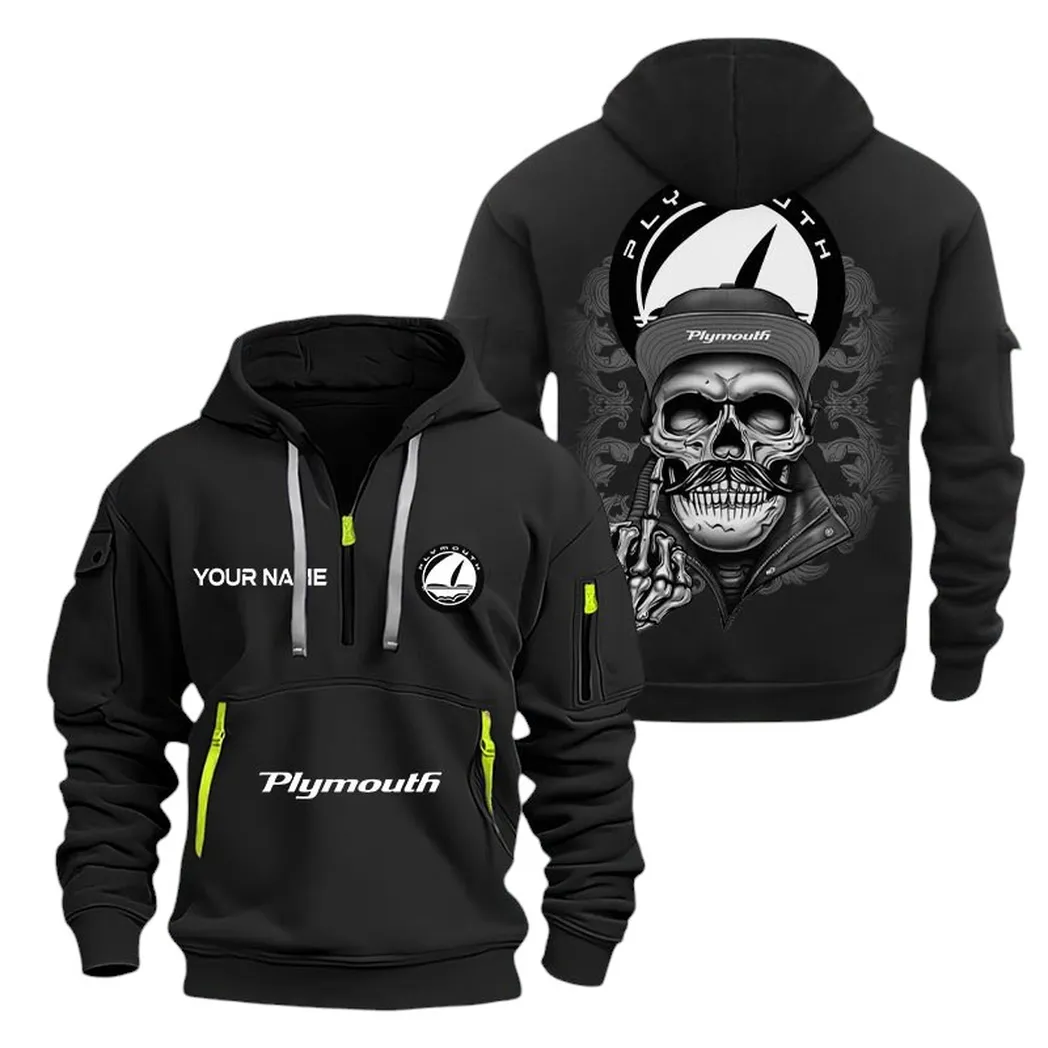 Plymouth Half Zip Hoodie For Men, Gift For Plymouth Fan CAR166022625163 - Black