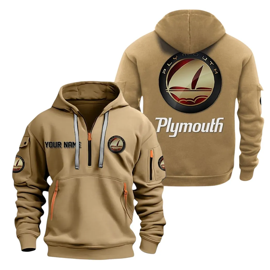 Plymouth Half Zip Hoodie For Men, Gift For Plymouth Lovers CAR20022125737 - Khaki