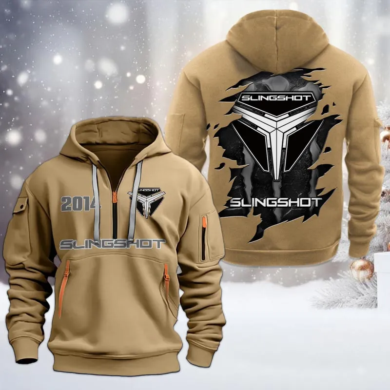 Polaris Slingshot Half Zip Hoodie, All Over Print Half Zip Hoodies For Men CAR198032787 - Khaki