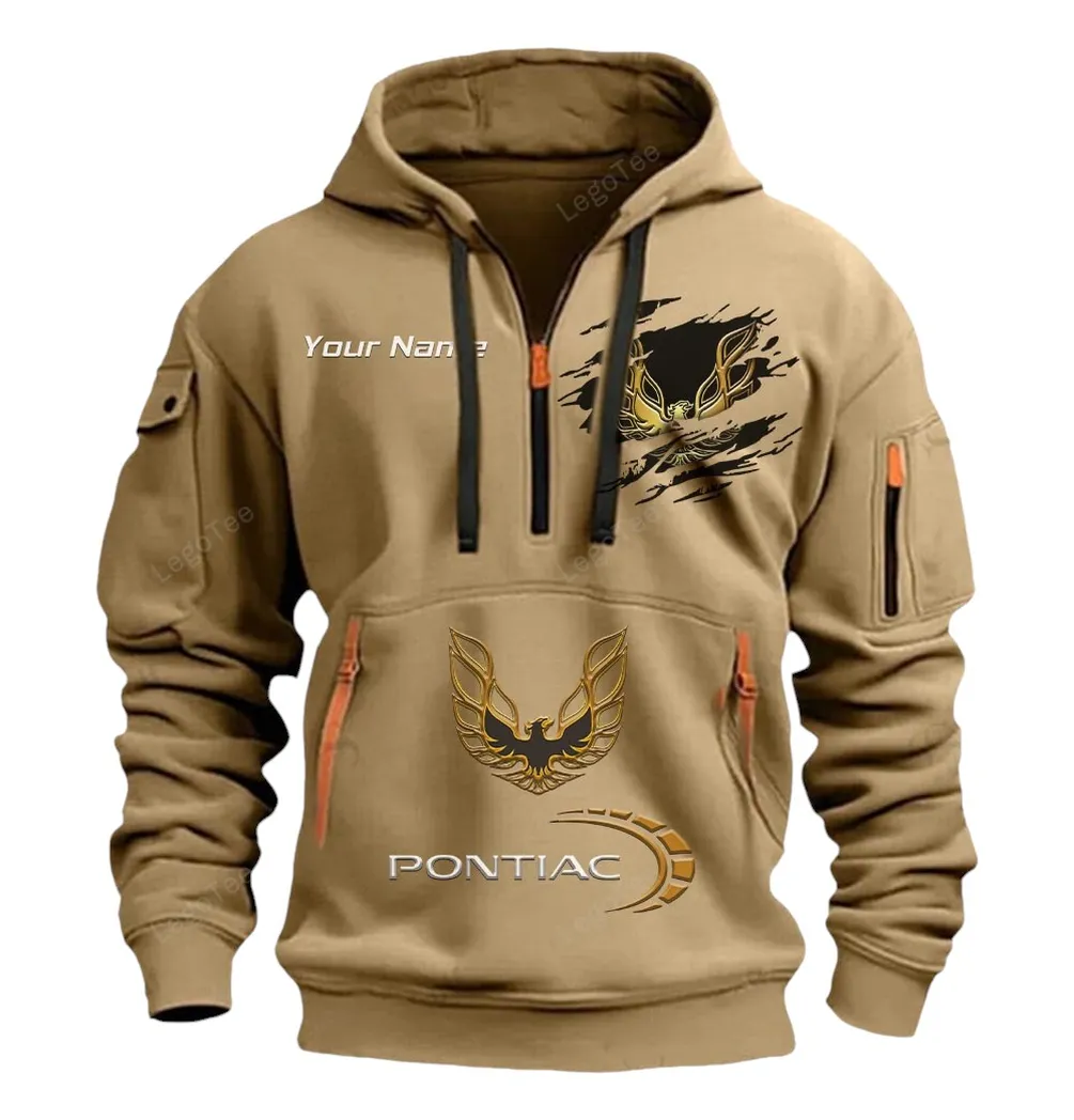 Pontiac Firebird Half Zip Hoodie CAR113021425844, Best Gift for Him, Husband, Boyfriend - Khaki