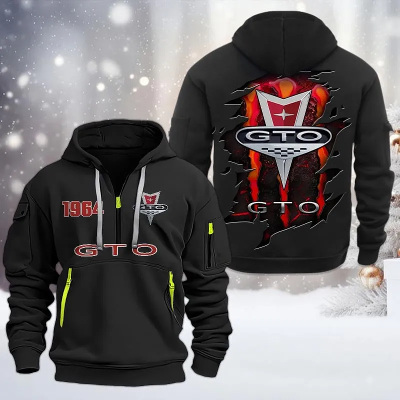 Pontiac GTO Half Zip Hoodie, All Over Print Half Zip Hoodies For Men CAR198032763 - Black