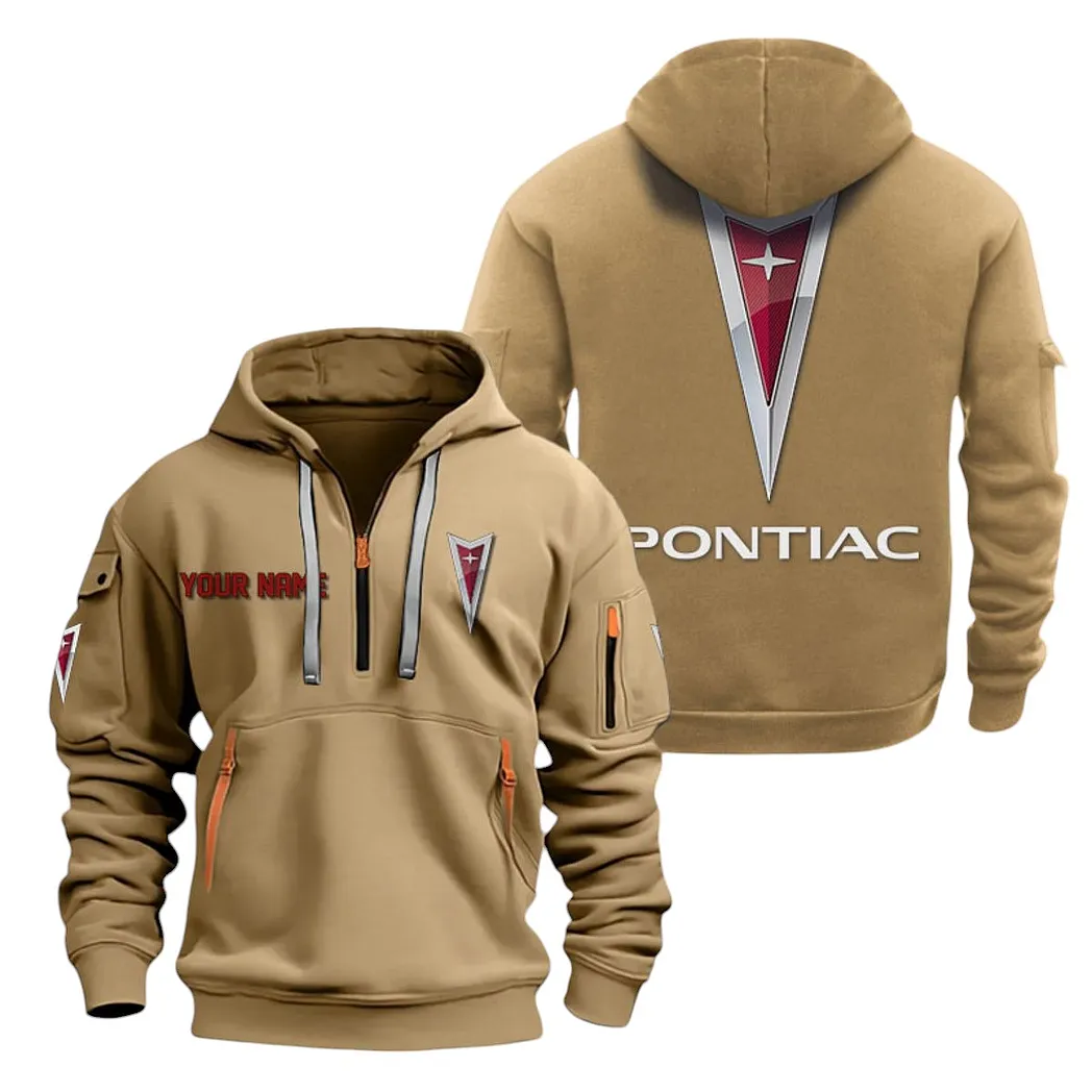 Pontiac Half Zip Hoodie For Men, Gift For Pontiac Lovers CAR20022125704 - Khaki
