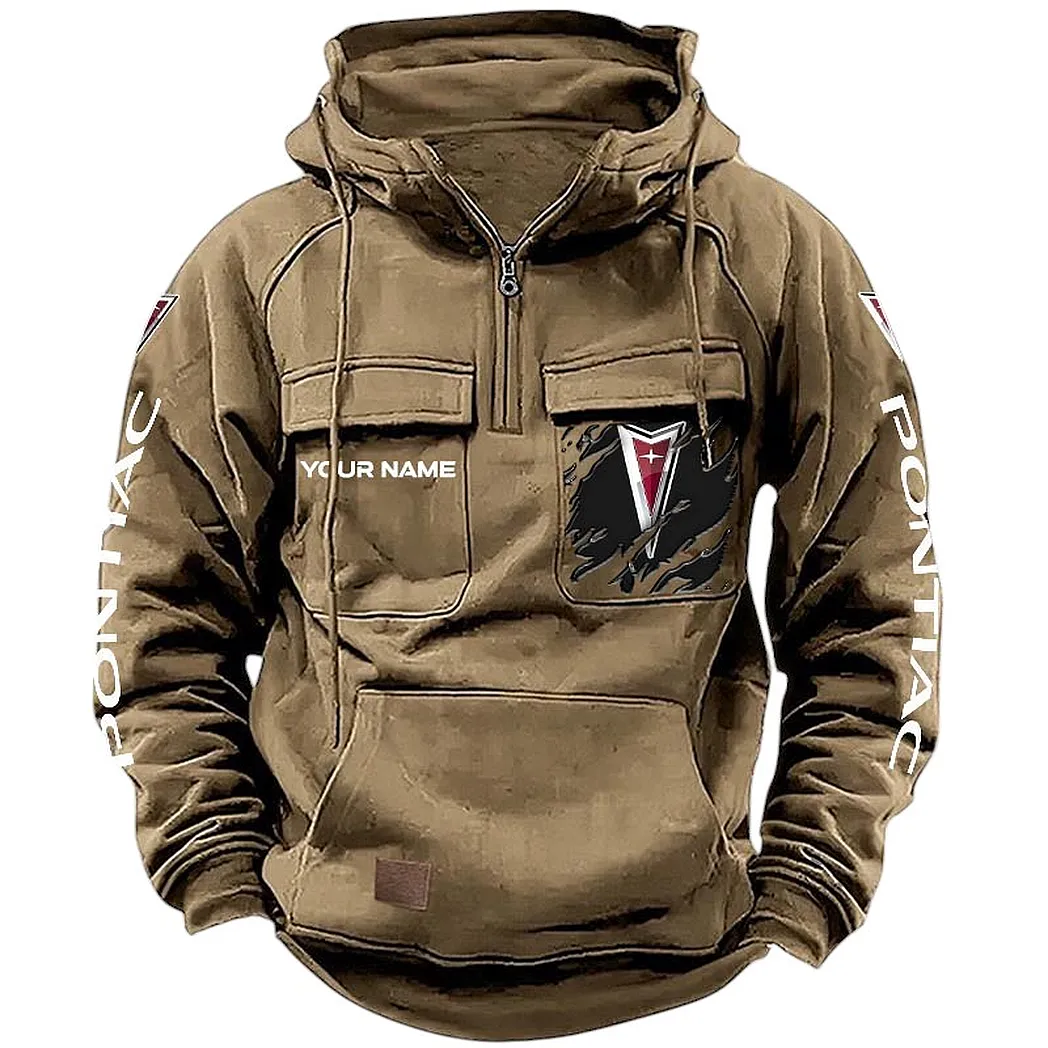 Pontiac Hoodie Tactical Quarter Zip, Gift For Pontiac Lovers CAR164022425172 - Khaki