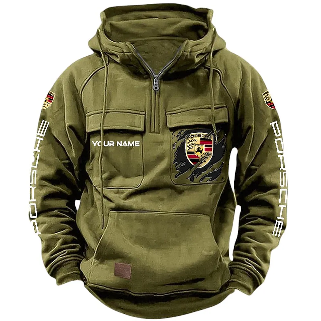 Porsche Hoodie Tactical Quarter Zip, Gift For Porsche Lovers CAR164022425190 - Army Green