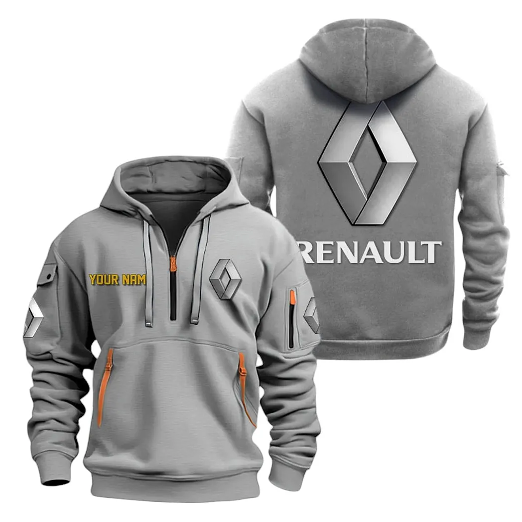 Renault Half Zip Hoodie For Men, Gift For Renault Lovers CAR20022125727 - Gray