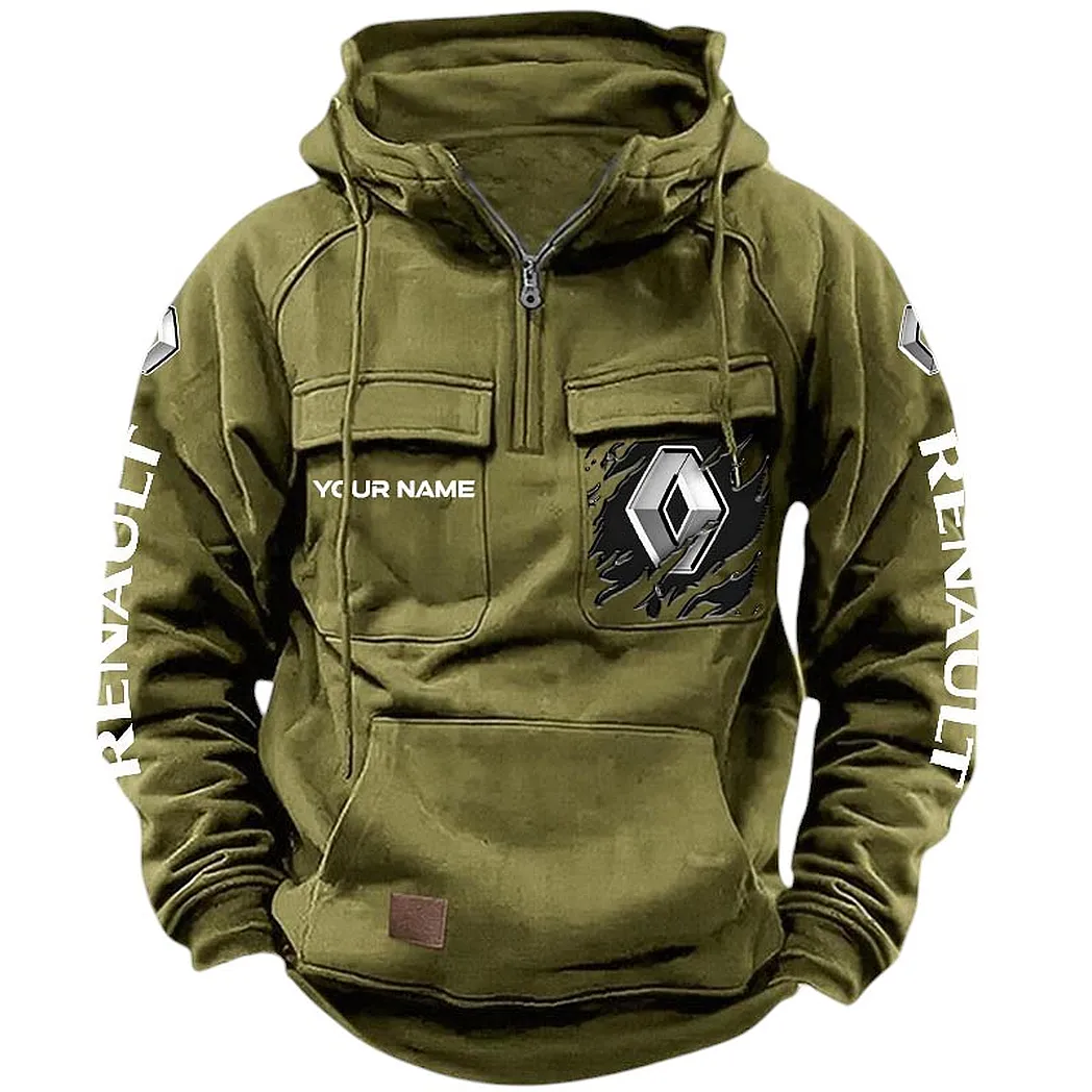 Renault Hoodie Tactical Quarter Zip, Gift For Renault Lovers CAR164022425185 - Army Green