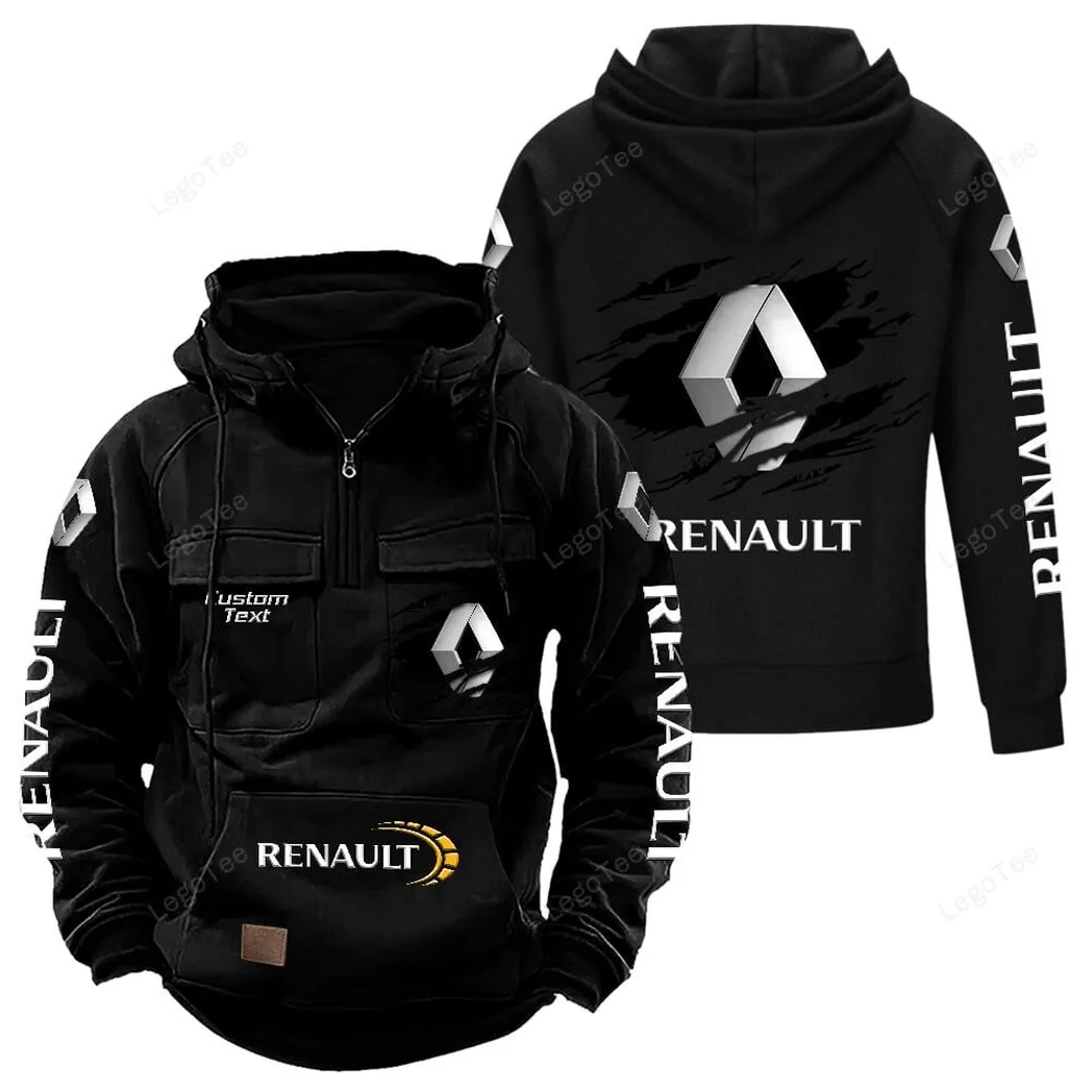Renault Tactical Quarter Zip Hoodie, Gift For Renault Lovers, Gift For Him, Husband, Boyfriend - Black CAR122021425011-2