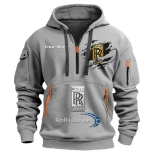 Rolls Royce Half Zip Hoodie CAR113021425799, Best Gift for Him, Husband, Boyfriend - Gray