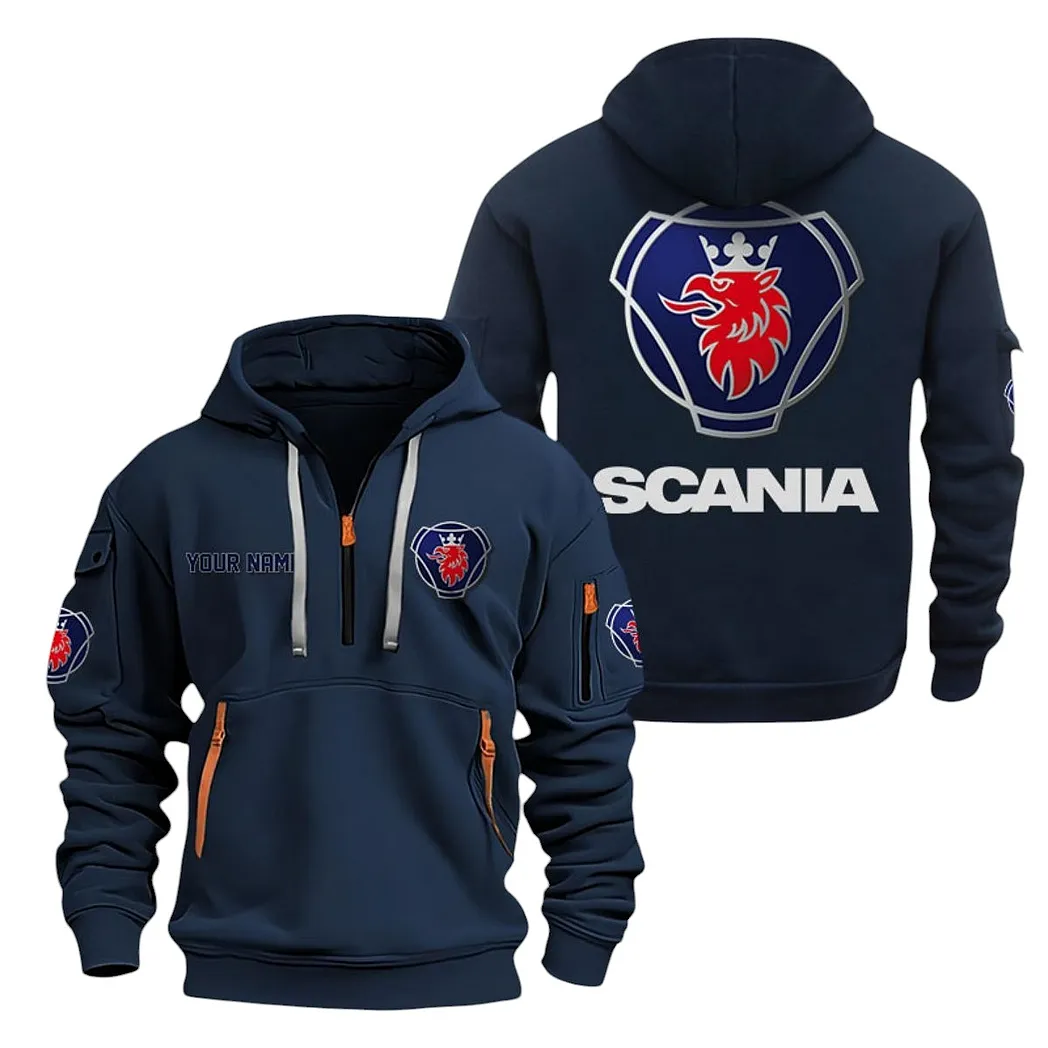 Scania Half Zip Hoodie For Men, Gift For Scania Lovers CAR20022125693 - Navy