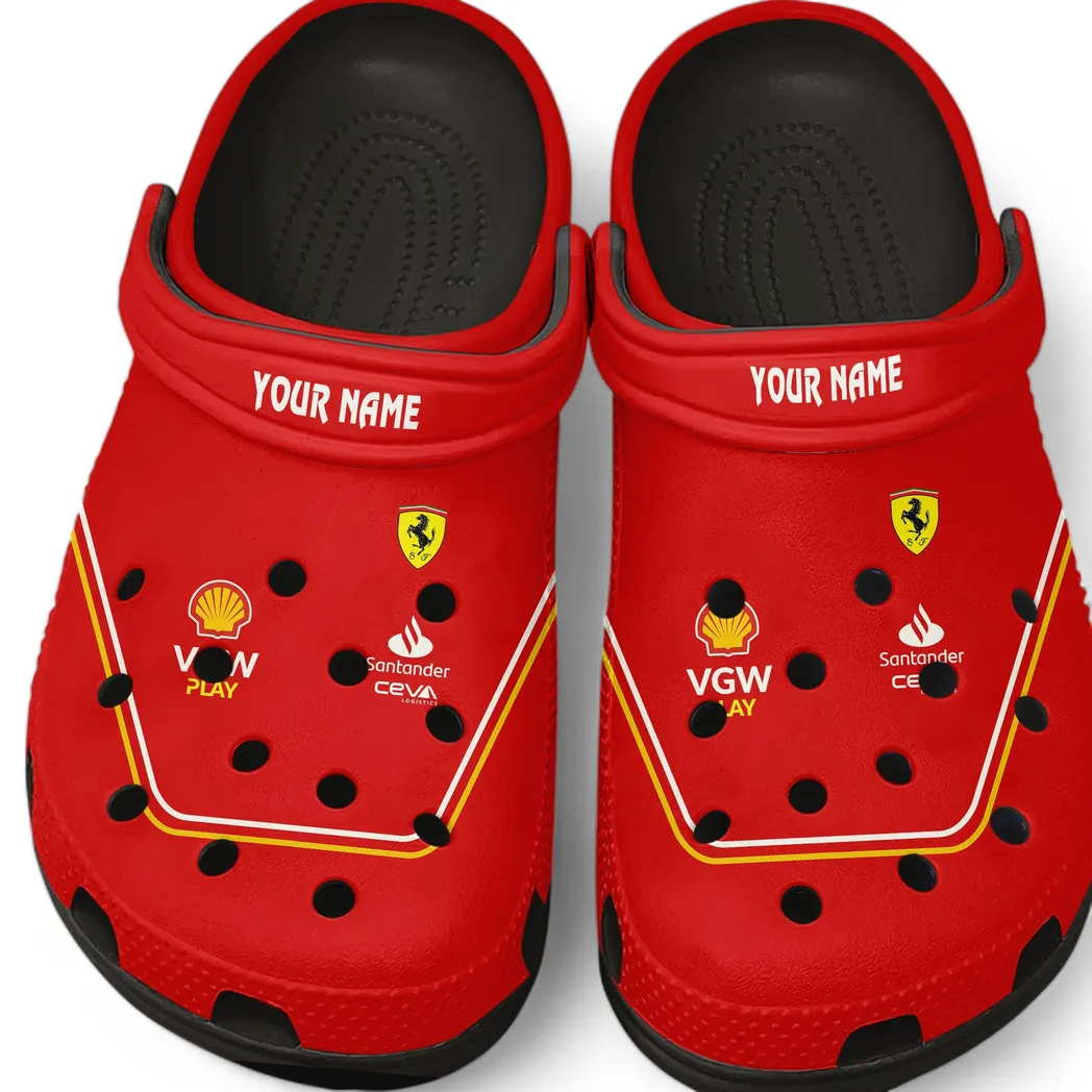 Scuderia Ferrari F1 Crocs, All Over Print Crocs Clogs Scuderia Ferrari CAR421040925555 - Black
