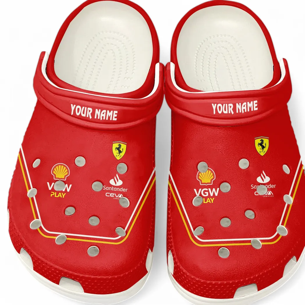 Scuderia Ferrari F1 Crocs, All Over Print Crocs Clogs Scuderia Ferrari CAR421040925555 - White