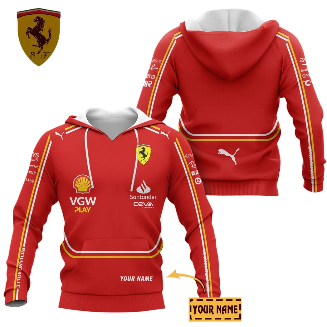 Scuderia Ferrari Hoodie, All Over Print Hoodie Scuderia Ferrari CAR41304142500