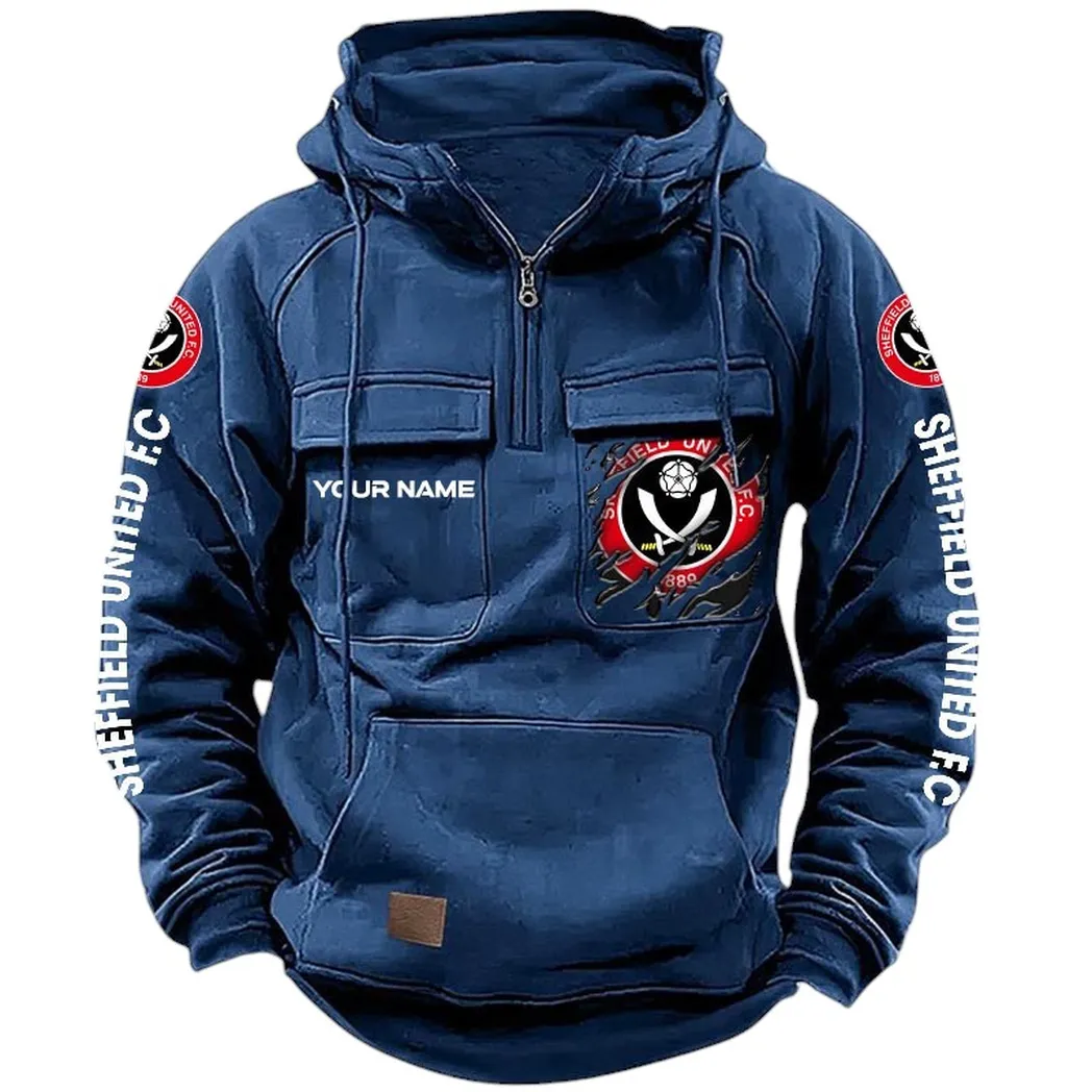 Sheffield United Hoodie  Tactical Quarter Zip, All Over Print Hoodie Sheffield United EPL17042625363 - Dark Blue