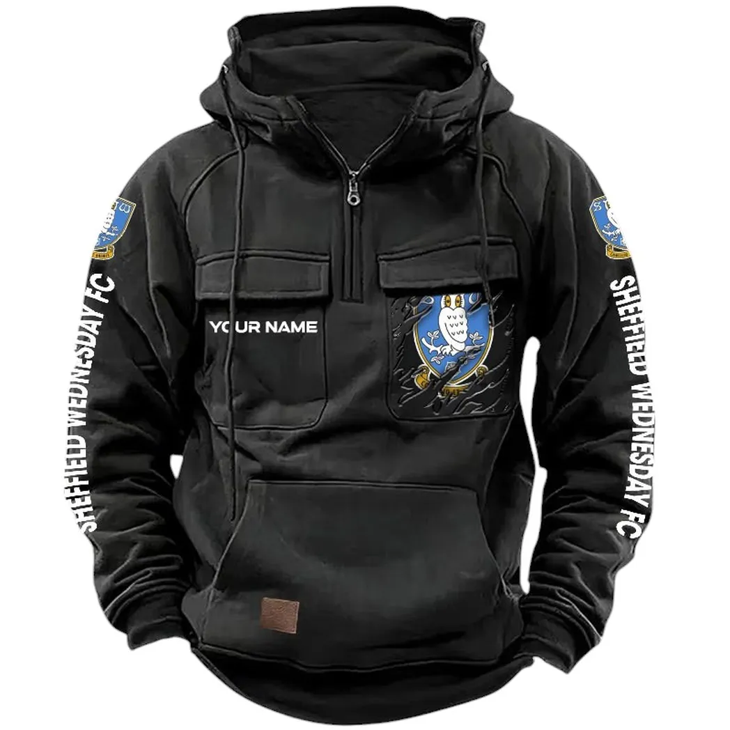 Sheffield Wednesday Hoodie  Tactical Quarter Zip, All Over Print Hoodie Sheffield Wednesday EPL17042625364 - Black