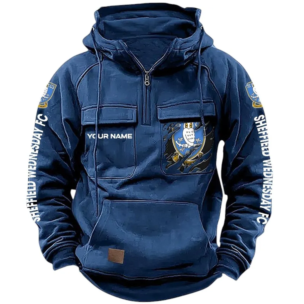 Sheffield Wednesday Hoodie  Tactical Quarter Zip, All Over Print Hoodie Sheffield Wednesday EPL17042625364 - Dark Blue