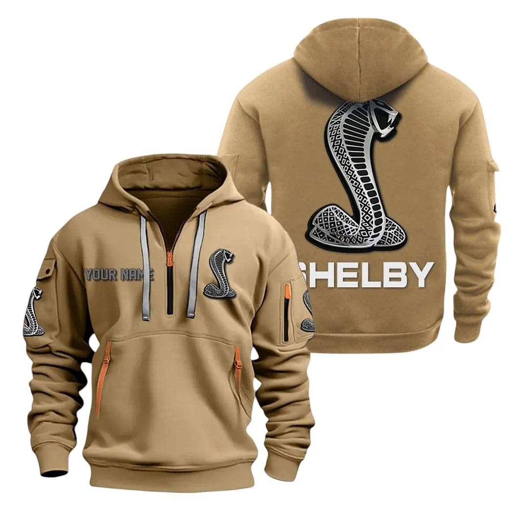 Shelby American Half Zip Hoodie For Men, Gift For Shelby American Lovers CAR20022125713 - Khaki