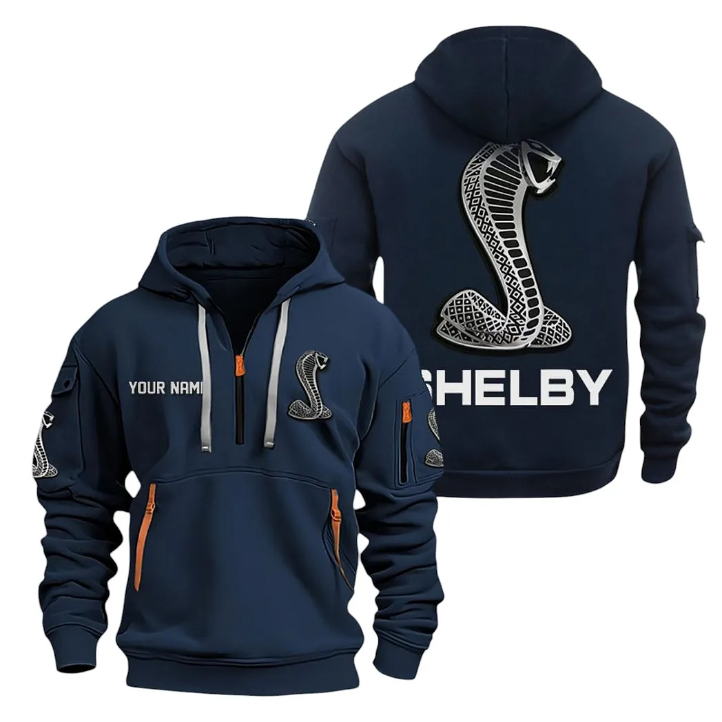 Shelby American Half Zip Hoodie For Men, Gift For Shelby American Lovers CAR20022125713 - Navy