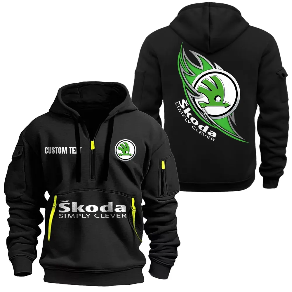 Skoda Hoodie Half Zipper CAR1701112177, CAR All Over Print Hoodie Half Zipper - Black