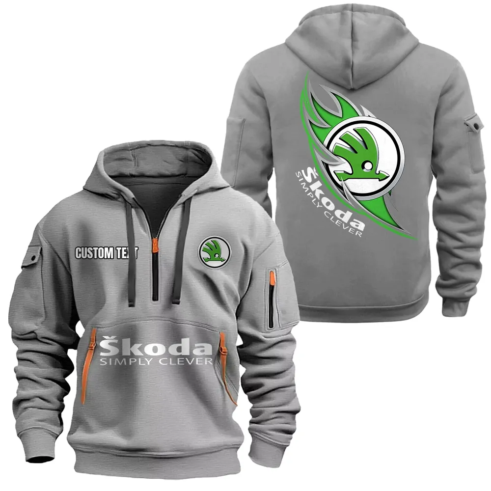 Skoda Hoodie Half Zipper CAR1701112177, CAR All Over Print Hoodie Half Zipper - Gray