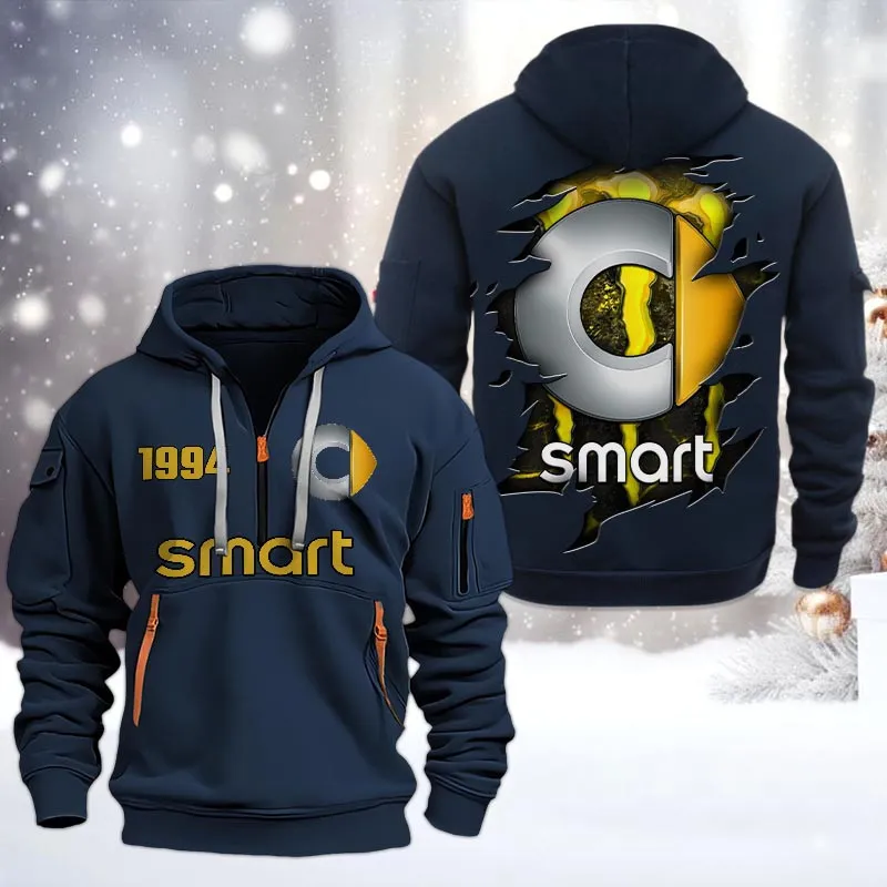 Smart Half Zip Hoodie, All Over Print Half Zip Hoodies For Men CAR198032749 - Navy