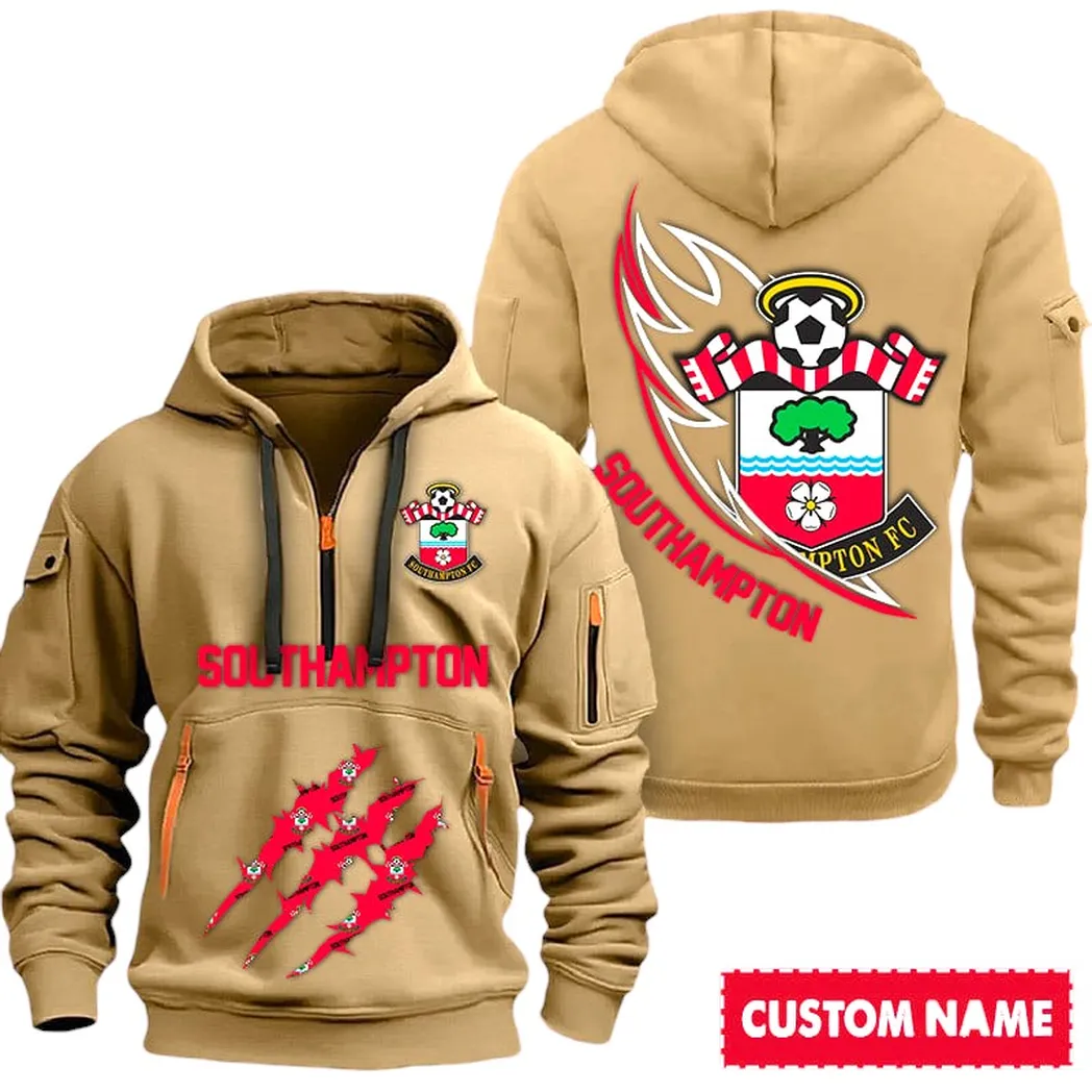 Southampton EPL Hoodie Half Zipp SPO0120017, Gift For Fan Southampton - Khaki