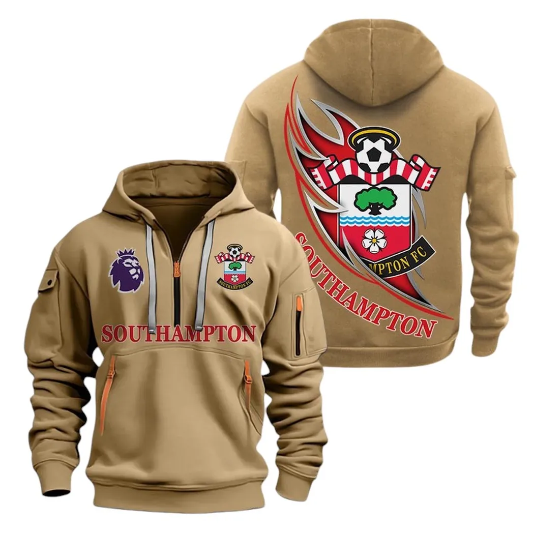 Southampton Hoodie Half Zip, All Over Print Hoodie For Southampton Fans EPL27042525131 - Khaki
