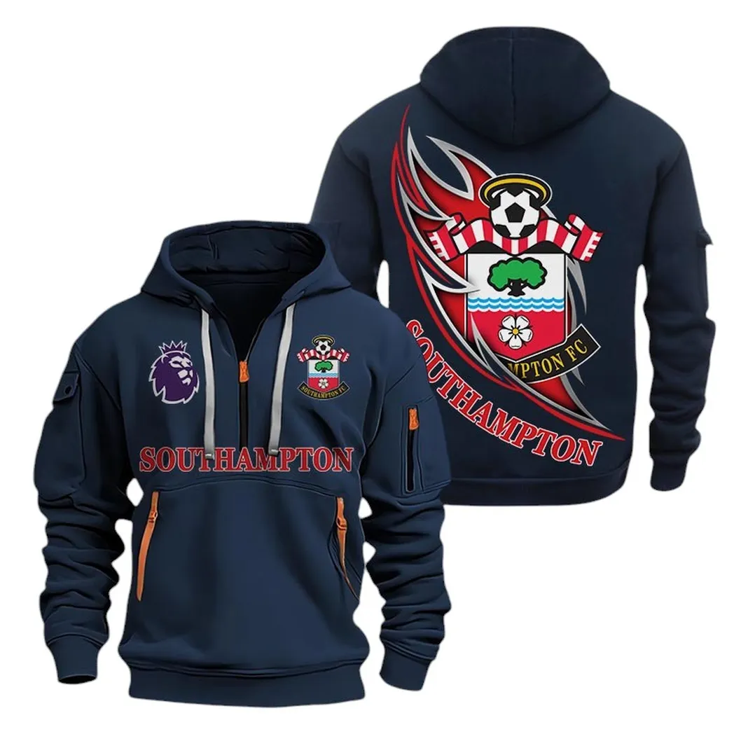 Southampton Hoodie Half Zip, All Over Print Hoodie For Southampton Fans EPL27042525131 - Navy