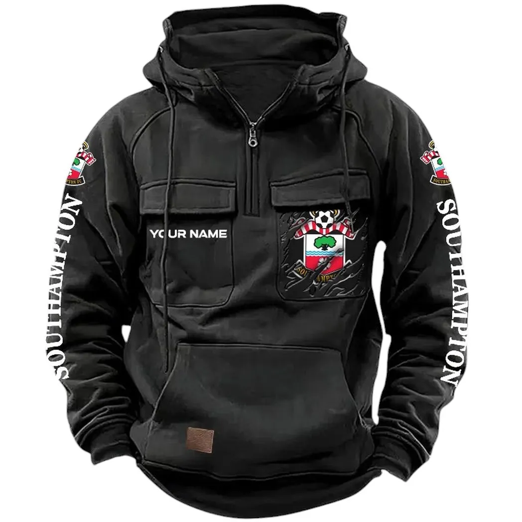 Southampton Hoodie  Tactical Quarter Zip, All Over Print Hoodie Southampton EPL17042625371 - Black