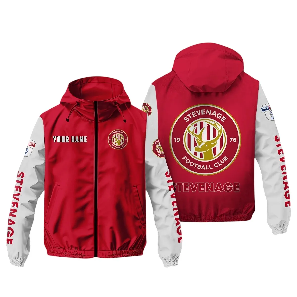 Stevenage Football Club Outdoor Waterproof Jacket, Windbreaker Jacket For Stevenage Football Club Fans EPL25042525366